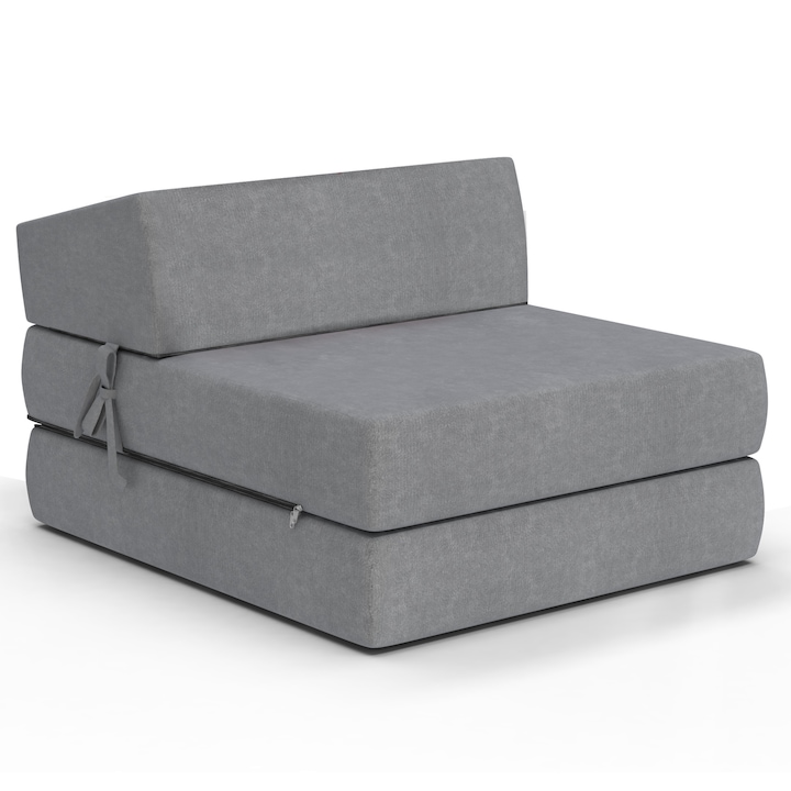 FDM Spij zdrowo Alex MINI összecsukható matrac, gyermek/serdülő, fotel típusú, 70x200x9 cm, Világosszürke, közepes keménységű