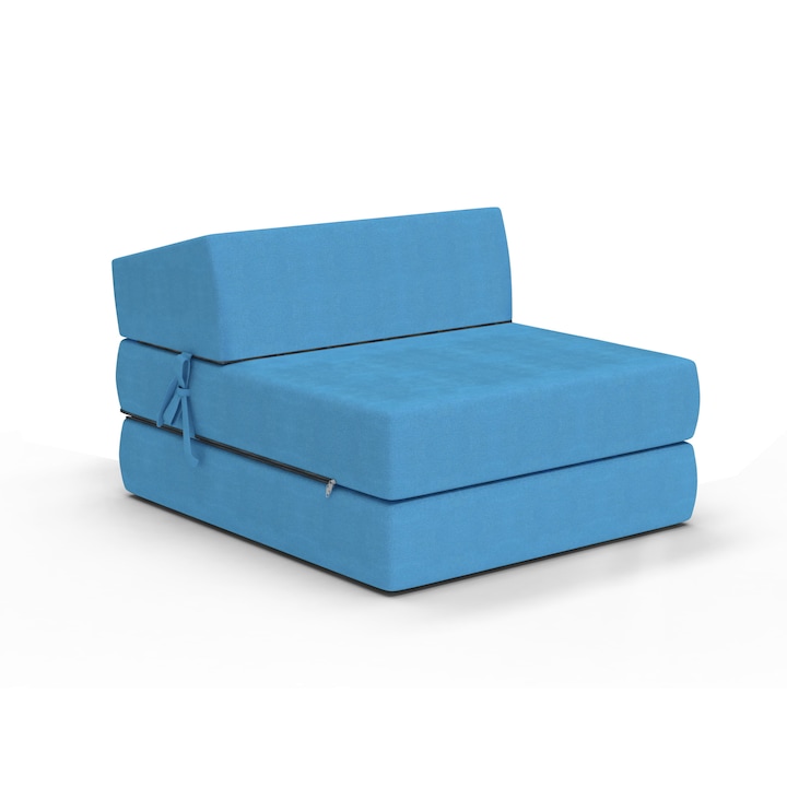 FDM Spij zdrowo Alex MINI Összecsukható matrac, gyermek/serdülő, fotel típusú, 70x200x9 cm, Világoskék, közepes keménységű
