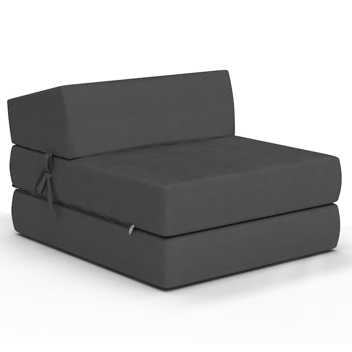 FDM Spij zdrowo Alex MINI Összecsukható matrac, gyermek/serdülő, fotel típusú, 70x200x9 cm, Sötétszürke, közepes keménységű