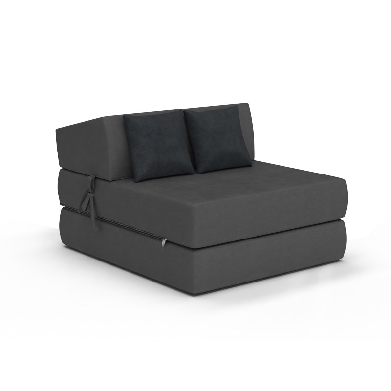 Saltea pliabila pentru copii/adolescenti tip fotoliu Spij zdrowo Alex, Gri inchis/Grafit