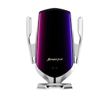 Suport telefon auto cu incarcare wireless, smart sensor, fast charge, RLN Electronics™, argintiu