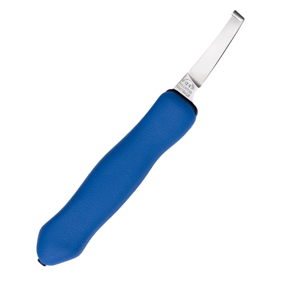 Reneta trimaj ongloane DICK EXPERT-GRIP 2K, cu lama scurta si ingusta, stanga, albastra