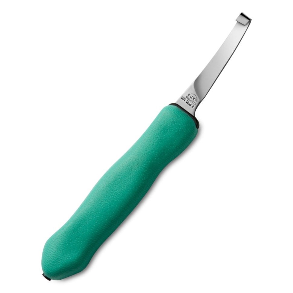 Reneta trimaj ongloane DICK EXPERT-GRIP 2K, cu lama scurta si ingusta, stanga, turcoaz