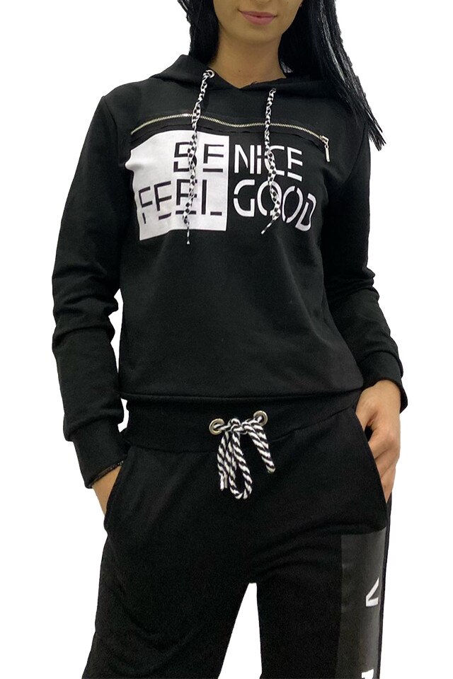 Hanorac dama, Be Nice Feel Good, Negru, M