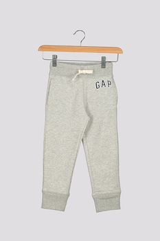 GAP, Pantaloni sport cu logo brodat, Gri melange GAP, Pantaloni sport cu logo brodat, Gri melange