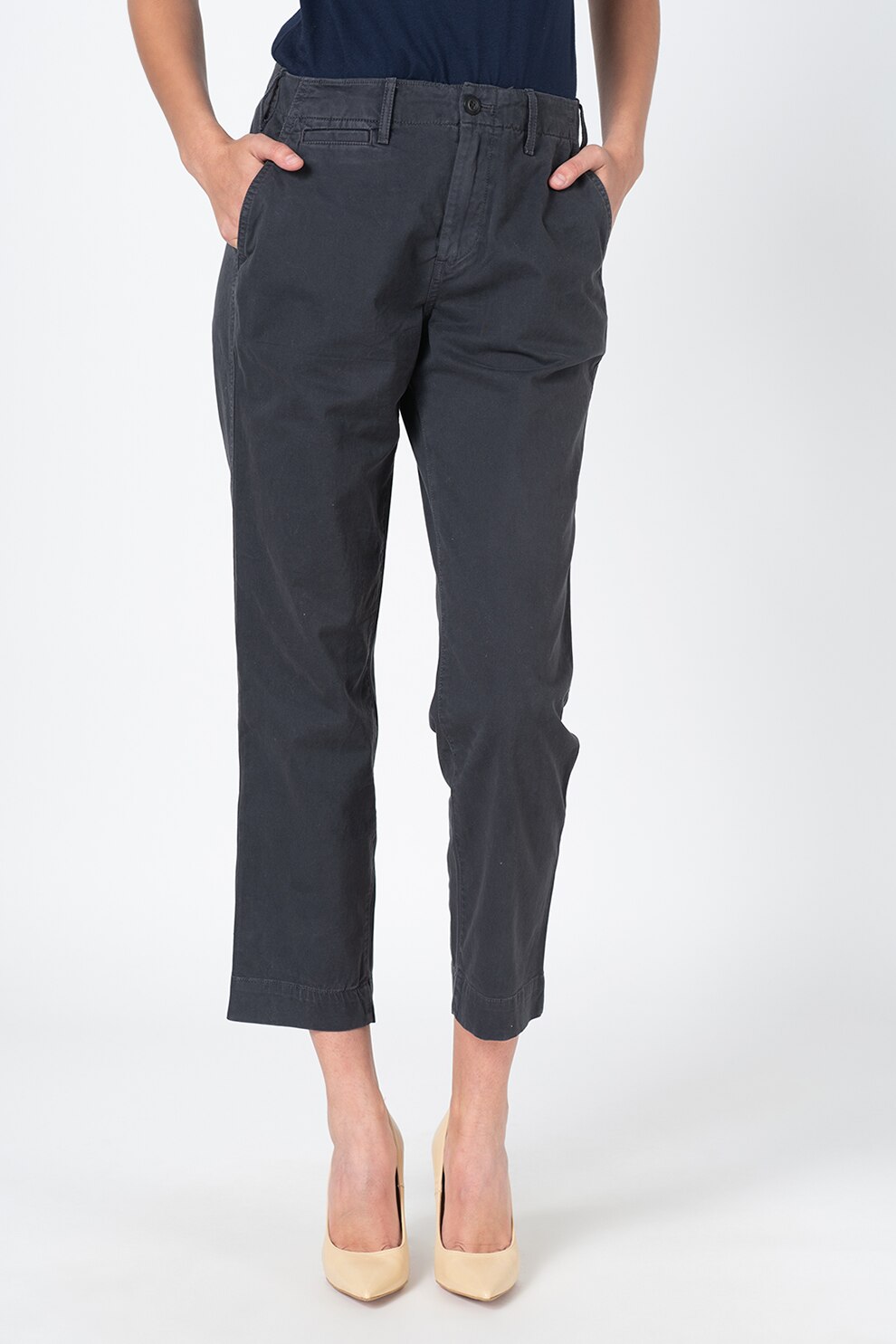 GAP, Pantaloni chino crop cu croiala dreapta, Albastru marin, S