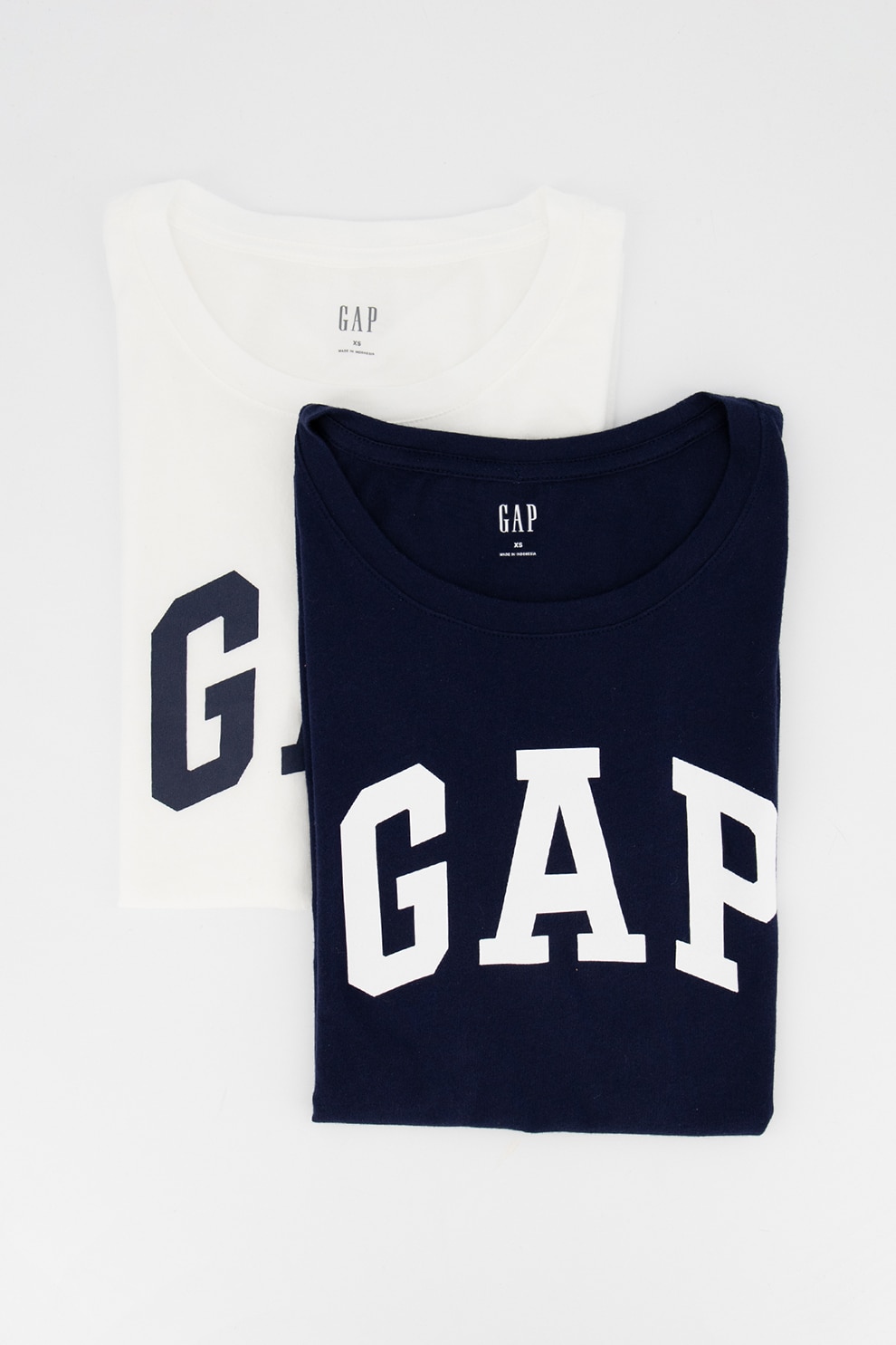 GAP, Set de tricouri de bumbac cu imprimeu logo - 2 piese, Bleumarin/Alb