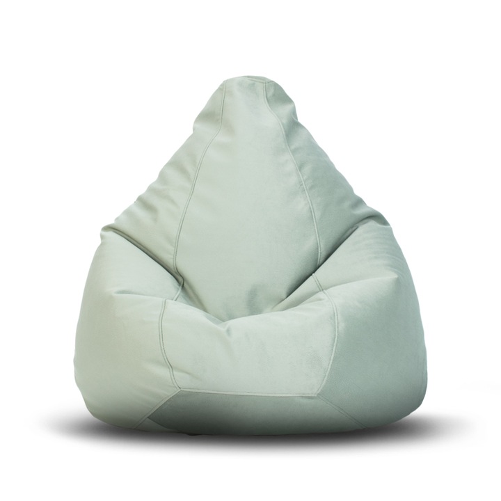 Topcho babzsákfotel Big Pear szövet luxus EASY CLEAN, zöld, kivehető tok, töltött polisztirol gyöngyökkel