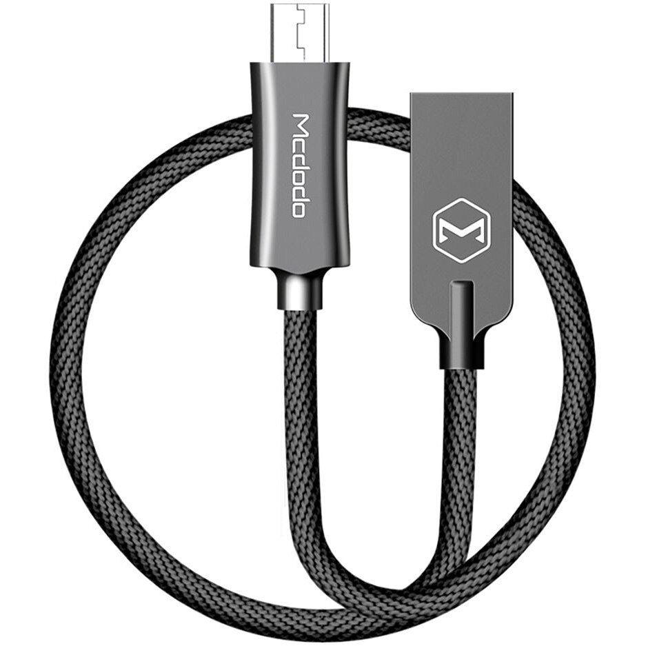 Cablu de date Mcdodo Knight, microUSB, Quick Charge, impletitura nylon, 1.5m, Black
