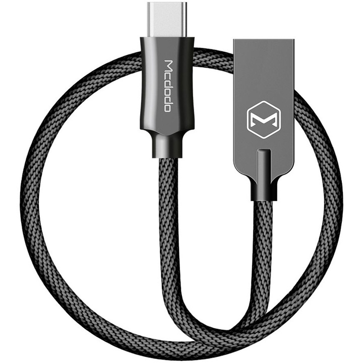 Cablu de date Mcdodo Knight, Type-C, Quick Charge, impletitura nylon, 1.5m, Black