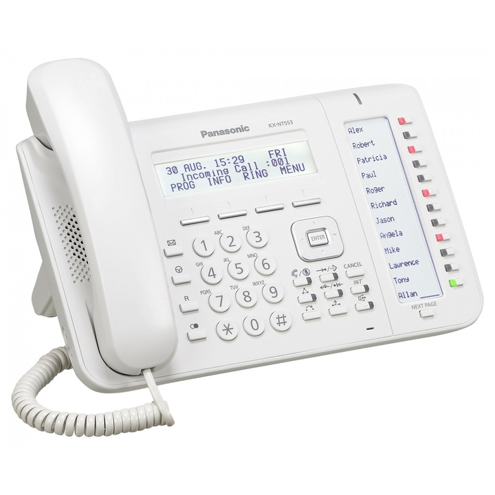 Telefon IP proprietar Panasonic KX-NT553X, Alb