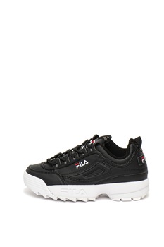 Fila, Pantofi sport de piele ecologica, cu model masiv Disruptor, Negru, 7 Fila, Pantofi sport de piele ecologica, cu model masiv Disruptor, Negru, 7