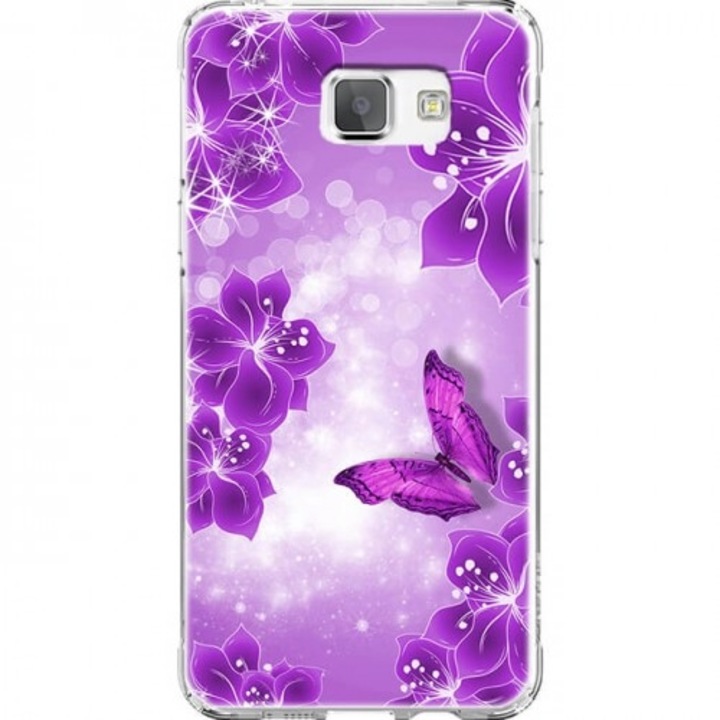 Силиконов гръб бутиков Omni за iPhone 6 (4.7), Лилави цветя и пеперуди