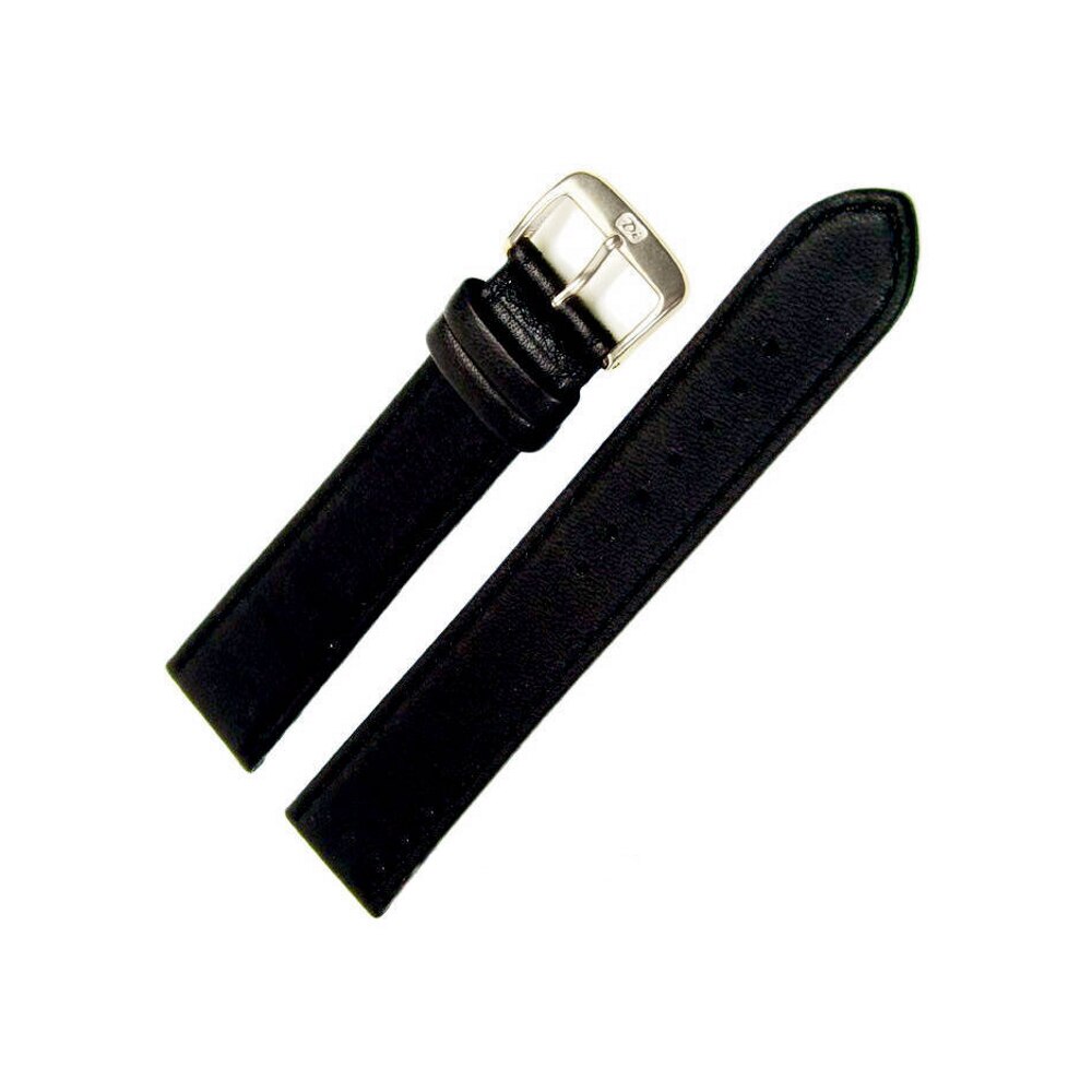 Curea de ceas Di-Modell Kalb Wapro 1660-10202, 20mm, Negru, catarama argintie, cusatura in aceeasi culoare cu a curelei