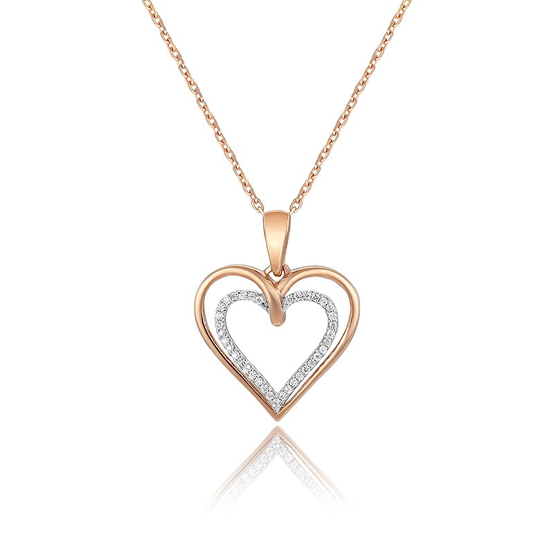 Pandantiv Inima cu Lant Blanco's Aur 18k Diamante, Ajustabil 40-45 PH3233-RW