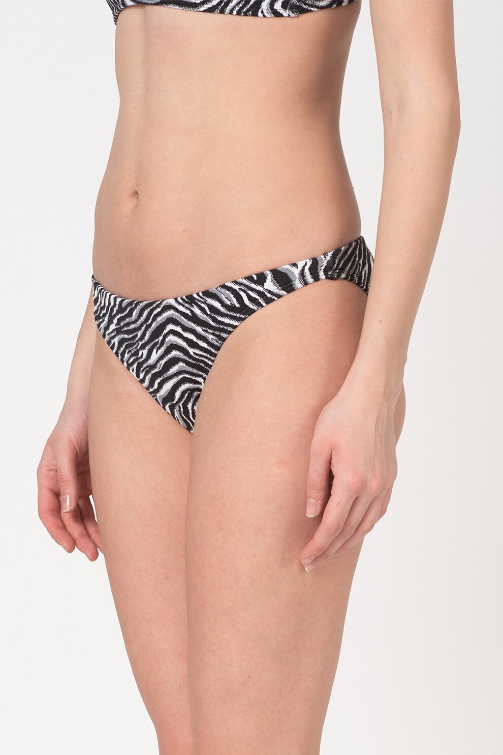 Ted Baker, Slip de baie cu model animal print Flossa, Negru/Alb