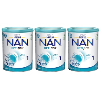 Pachet lapte praf Nestle NAN 1 Optipro, 3 x 800g, 0-6 luni Pachet lapte praf Nestle NAN 1 Optipro, 3 x 800g, 0-6 luni