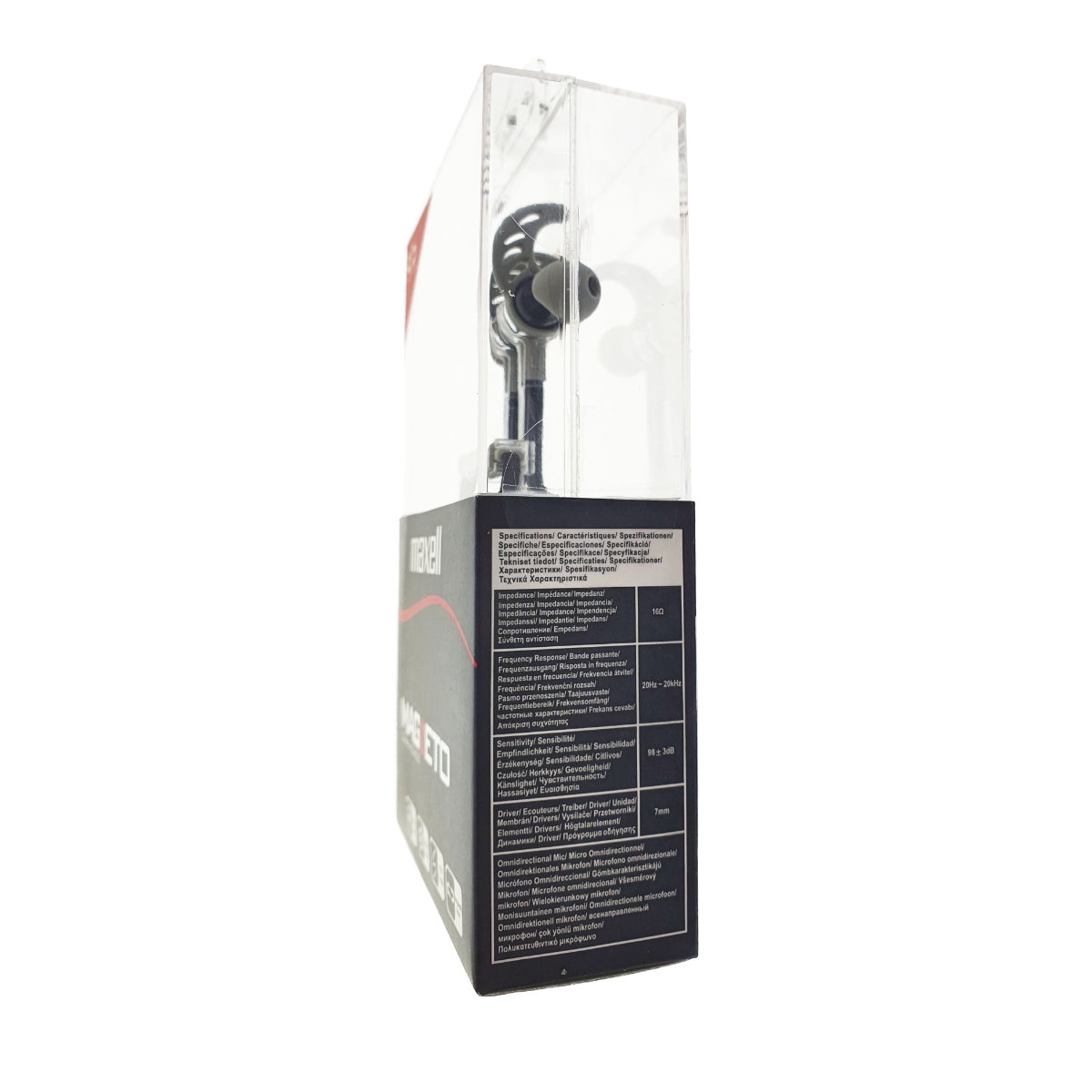 Casti in ear cu microfon, Maxell Magneto, design wing tip cu baza magnetica, jack 3.5mm, cablu plat 125cm, cu suport, negru cu gri Gri