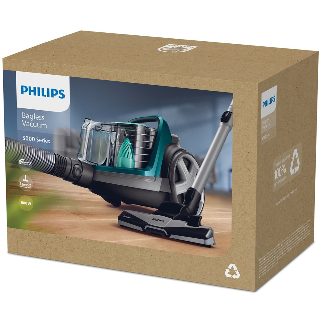 Aspirator fara sac Philips PowerPro Active FC9555/09, 650 W, 1.5 L, filtru anti-alergeni, Verde
