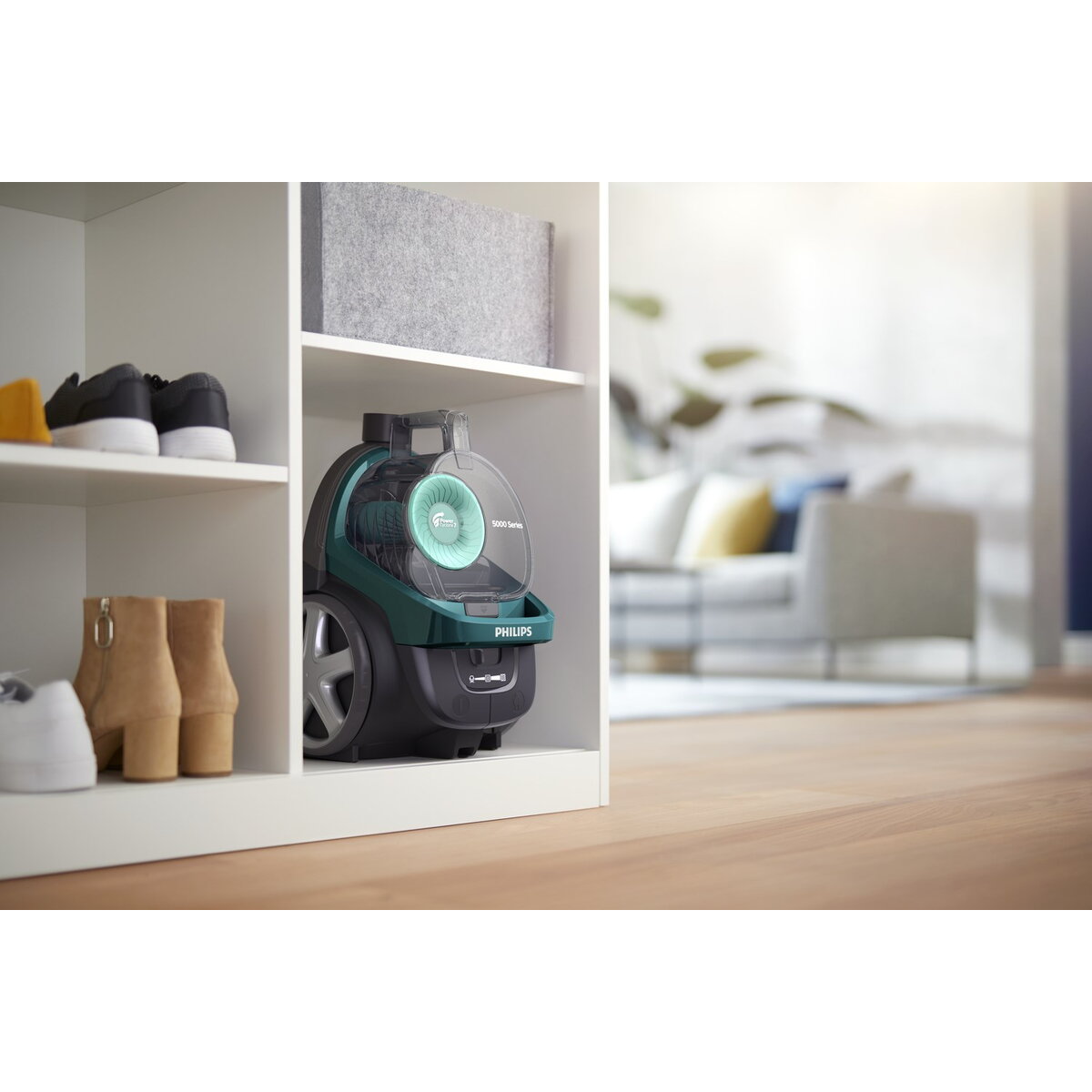 Aspirator fara sac Philips PowerPro Active FC9555/09, 650 W, 1.5 L, filtru anti-alergeni, Verde