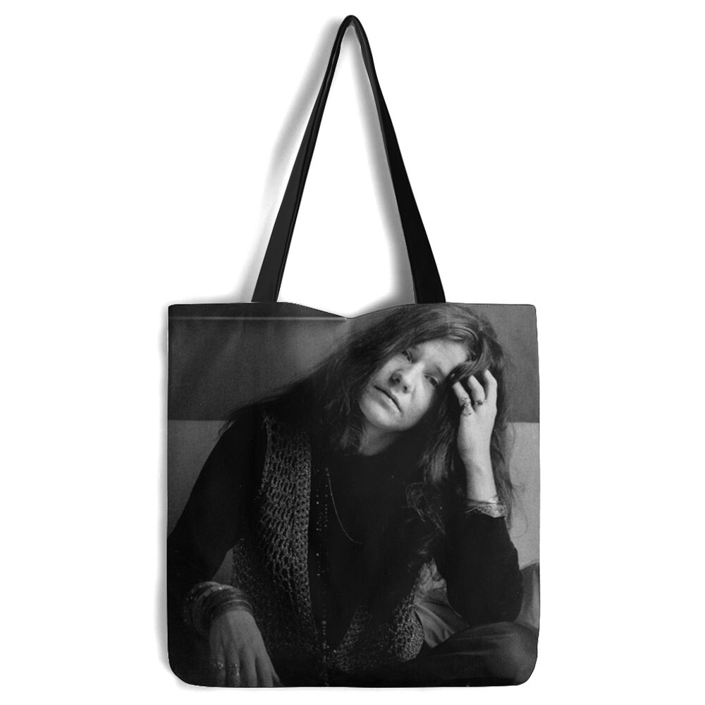 Geanta Tote Bag, Janis Joplin pe ganduri, Model Multicolor, Genti Heartwork, 40 x 50 cm