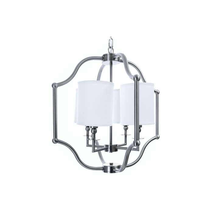 Candelabru Light Paradiso, 4 x E27 60 W, Nichel/Alb