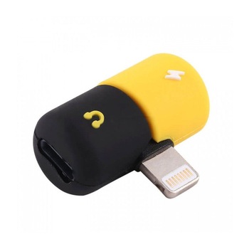 Mini Adaptor Lightning Splitter, Pentru Casti si Incarcare, Pentru Dispozitive Apple Mini Adaptor Lightning Splitter, Pentru Casti si Incarcare, Pentru Dispozitive Apple