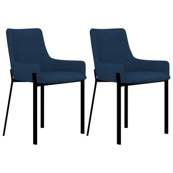 Set 2 scaune bucatarie, vidaXL, Textil/Otel, 53 x 59 x 81 cm, Albastru