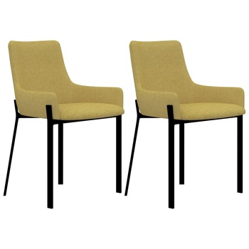 Set 2 scaune bucatarie, vidaXL, Textil/Otel, 53 x 59 x 81 cm, Galben
