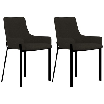 Set 2 scaune bucatarie, vidaXL, Textil/Otel, 53 x 59 x 81 cm, Gri inchis Set 2 scaune bucatarie, vidaXL, Textil/Otel, 53 x 59 x 81 cm, Gri inchis
