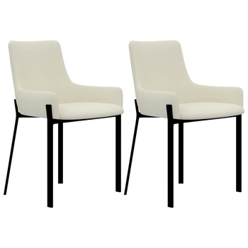 Set 2 scaune bucatarie, vidaXL, Textil/Otel, 53 x 59 x 81 cm, Crem