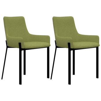 Set 2 scaune bucatarie, vidaXL, Textil/Otel, 53 x 59 x 81 cm, Verde