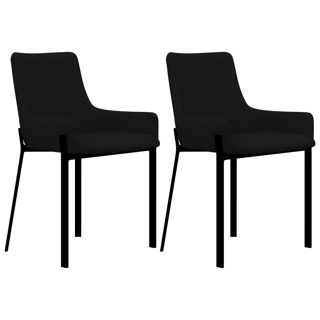 Set 2 scaune bucatarie, vidaXL, Textil/Otel, 53 x 59 x 81 cm, Negru