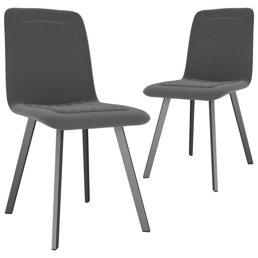 Set 2 scaune bucatarie, vidaXL, Catifea/Metal, 45 x 57,5 x 90 cm, Gri