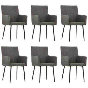 Set 6 scaune de bucatarie, vidaXL, Textil/Metal, 52 x 59,5 x 93 cm, Gri
