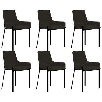 Set 6 scaune bucatarie, vidaXL, Otel/Textil, 53 x 59 x 81 cm, Maro