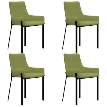 Set 4 scaune bucatarie, vidaXL, Otel/Textil, 53 x 59 x 81 cm, Verde