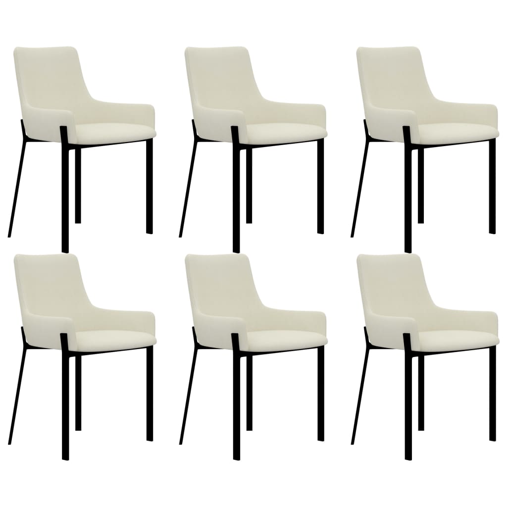 Set 6 scaune bucatarie, vidaXL, Otel/Textil, 53 x 59 x 81 cm, Crem