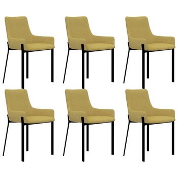 Set 6 scaune bucatarie, vidaXL, Otel/Textil, 53 x 59 x 81 cm, Galben