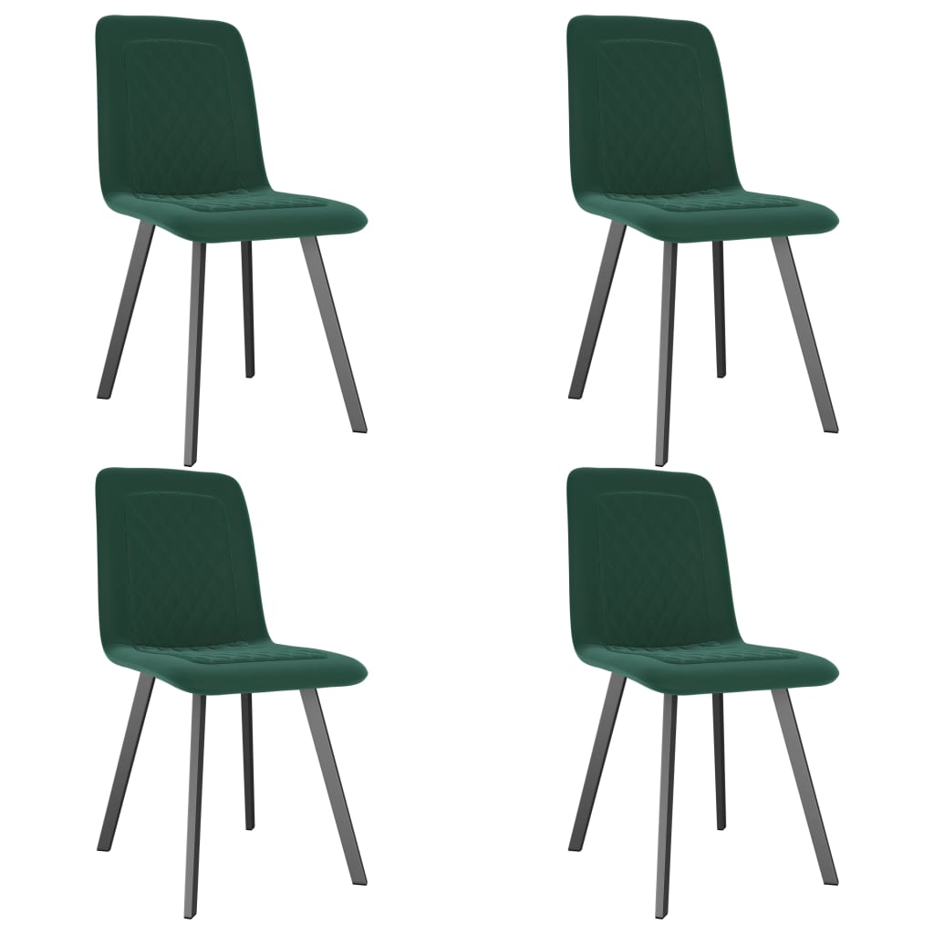 Set 4 scaune bucatarie vidaXL, Catifea/Metal, 45 x 57,5 x 90 cm, Verde