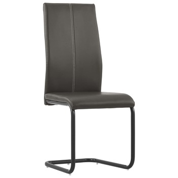 Set 6 scaune bucatarie vidaXL, Piele ecologica/Cadru metalic, 43 x 54 x 102 cm, Maro deschis