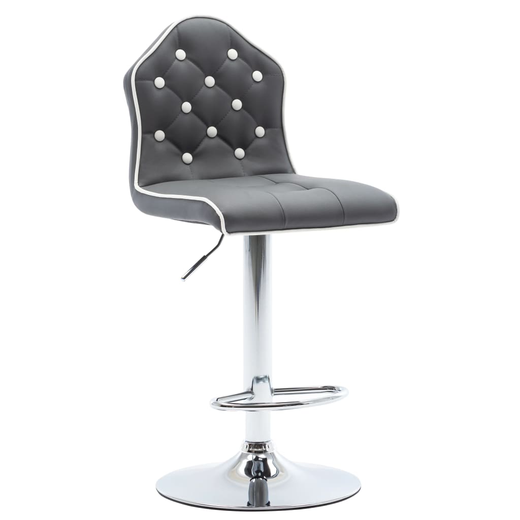 Scaun de bar, vidaXL, Piele ecologica/Otel, 39 x 51 x (93,5-114) cm, Gri