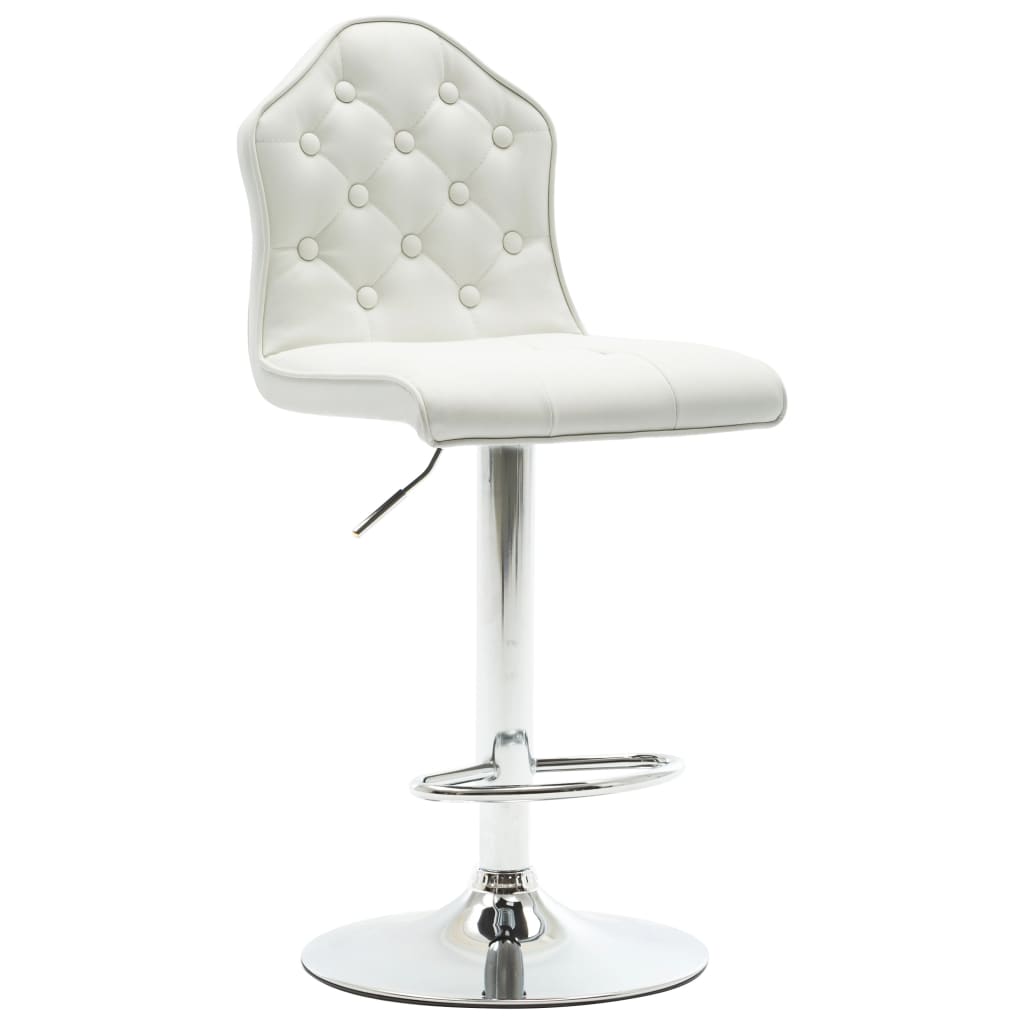 Scaun de bar, vidaXL, Piele ecologica/Otel, 39 x 51 x (93,5-114) cm, Alb