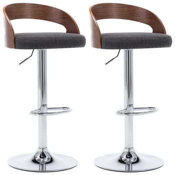 Set de 2 scaune de bar, vidaXL, Textil/otel/Lemn, 46,5 x 45 x (80 - 100,5) cm, Negru Set de 2 scaune de bar, vidaXL, Textil/otel/Lemn, 46,5 x 45 x (80 - 100,5) cm, Negru