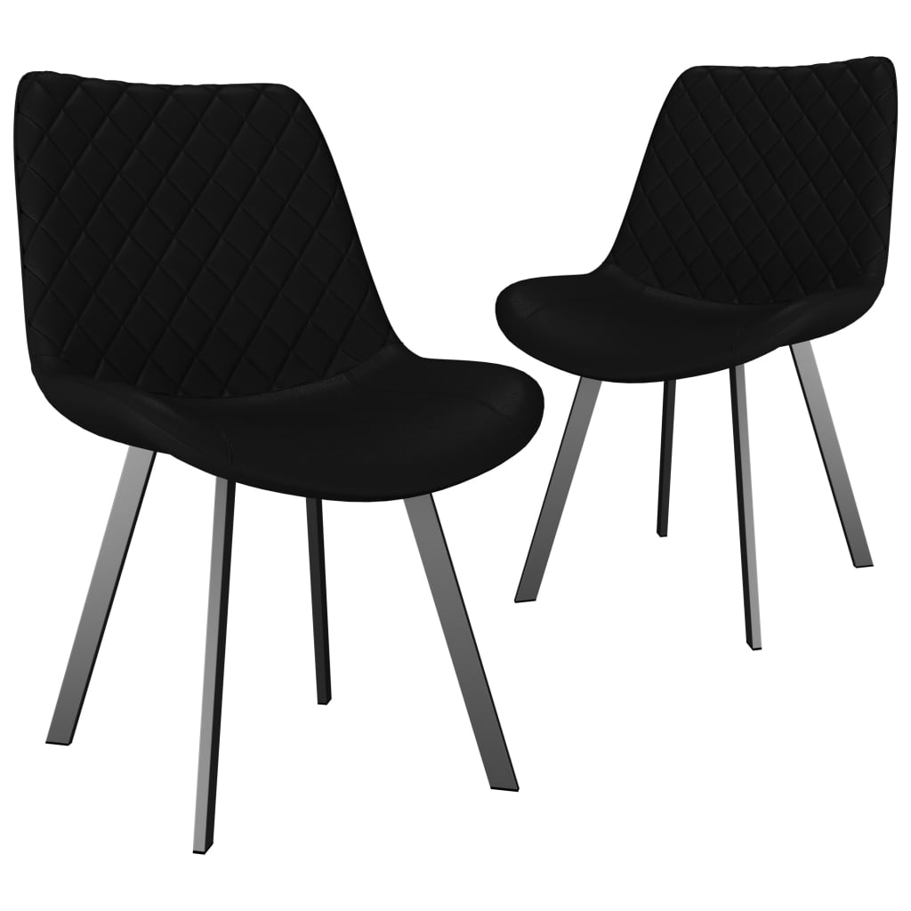 Set 2 scaune bucatarie, vidaXL, Piele ecologica/Metal, 52 x 62 x 88 cm, Negru