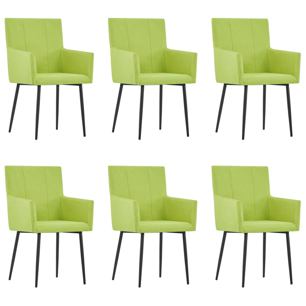 Set 6 scaune bucatarie, vidaXL, Textil/Metal, 52 x 59,5 x 93 cm, Verde