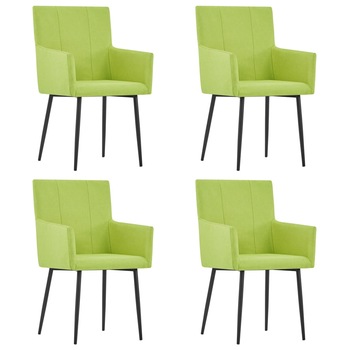 Set 4 scaune bucatarie, vidaXL, Textil/Metal, 52 x 59,5 x 93 cm, Verde