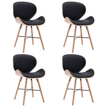 Set 4 scaune bucatarie, vidaXL, Piele ecologica/Lemn curbat, 50 x 50 x 81 cm, Negru Set 4 scaune bucatarie, vidaXL, Piele ecologica/Lemn curbat, 50 x 50 x 81 cm, Negru