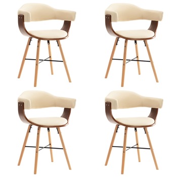 Set 4 scaune bucatarie, vidaXL, Lemn curbat, 52,5 x 47 x 75,5 cm, Crem/Maro