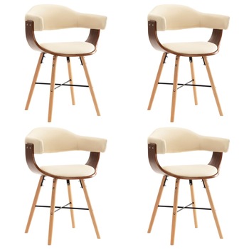 Set 4 scaune bucatarie, vidaXL, Lemn curbat, 52,5 x 47 x 75,5 cm, Crem/Maro Set 4 scaune bucatarie, vidaXL, Lemn curbat, 52,5 x 47 x 75,5 cm, Crem/Maro